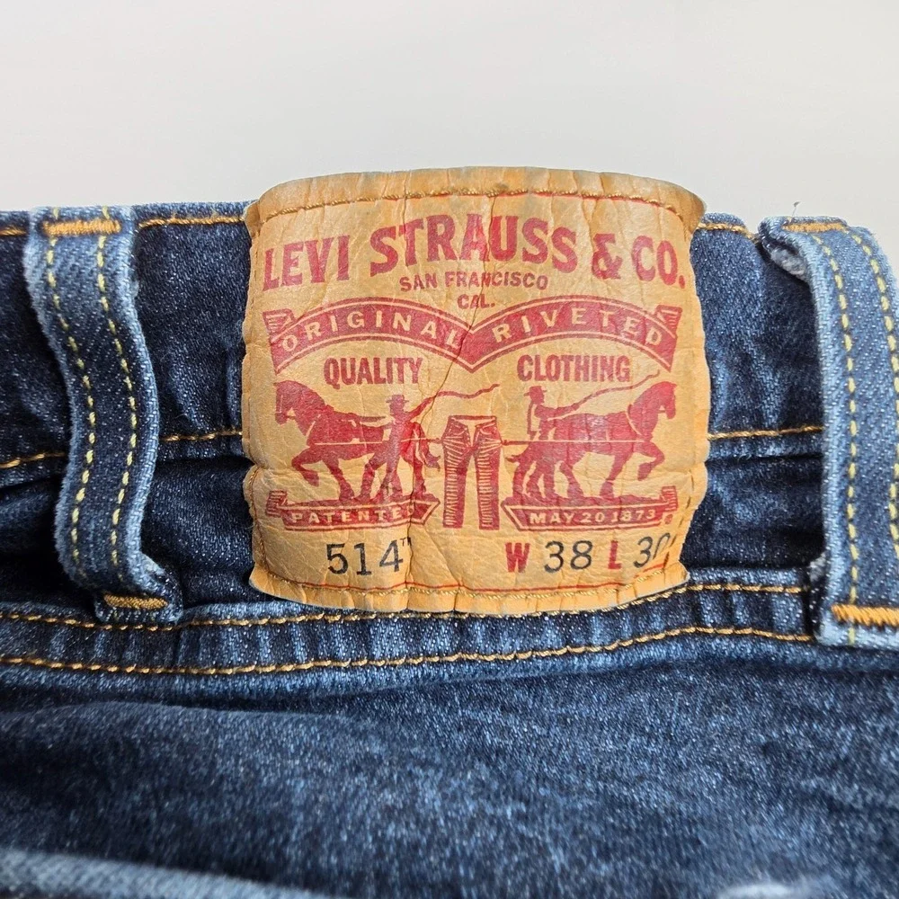 Levis 514 38x30 Dark Wash Straight Stretch Denim Jeans